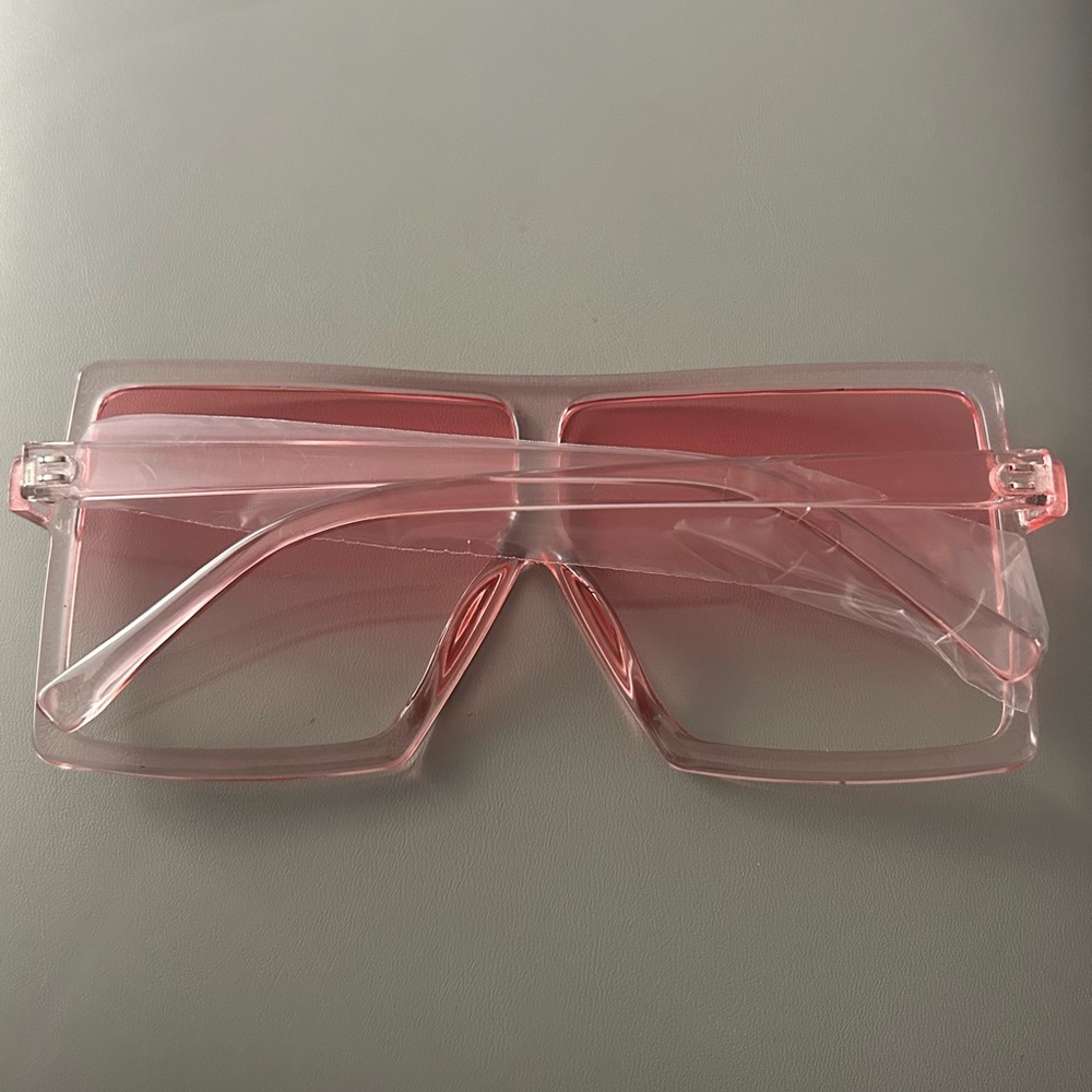 Oversized Square Pink Shield Sunglasses - Picture 2 of 2